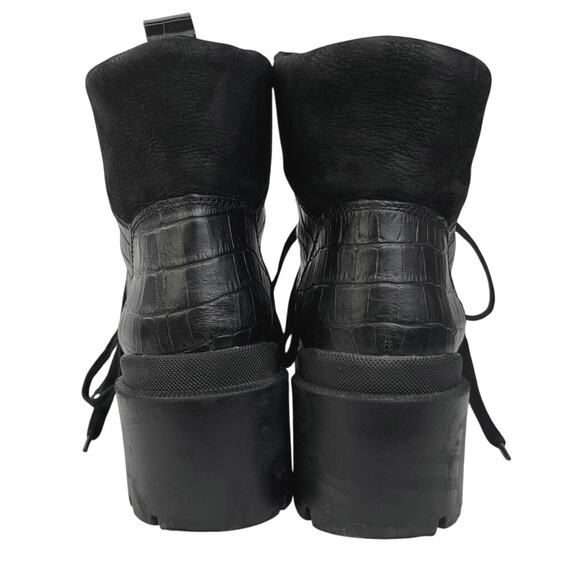 Dolce Vita Rubi Black Leather Snake Crocodile Platform Combat Lace Up Boots 9.5 - Picture 4 of 8
